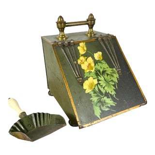 Early 20th Century Tole Painted Coal Box For Sale