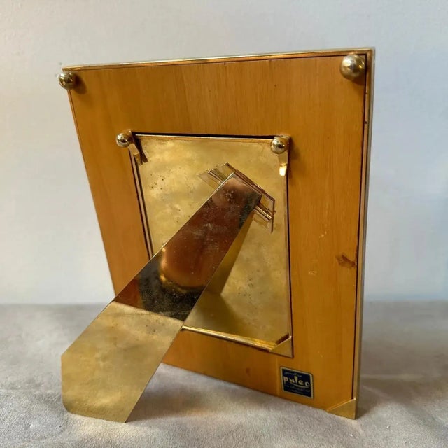 A 1970s High Quality Mid-Century Modern Brass and Skin Italian Picture Frame For Sale - Image 6 of 11