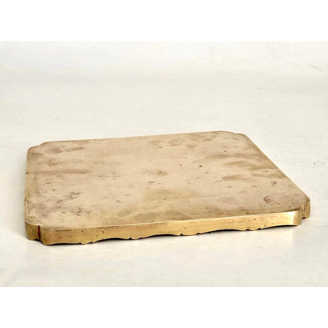 Late 19th Century Brass Opium Tray With Engraved Courtyard and Women, Late Qing Dynasty For Sale - Image 4 of 10