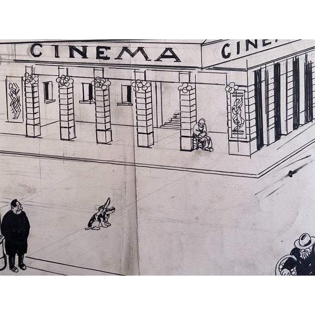 Gabriele Galantara, The Cinema, China Ink, Early 20th Century For Sale - Image 3 of 4