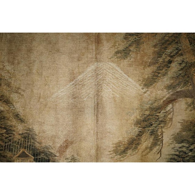 Antique Japanese Meiji Hand-Embroidered Silk Tapestry, 1880 For Sale - Image 10 of 15