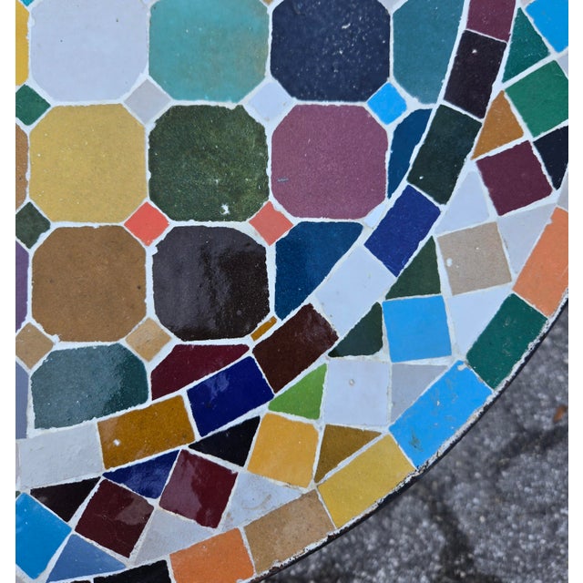24” Colorful Handcrafted Moroccan Mosaic Table / Patchwork Style For Sale - Image 4 of 7