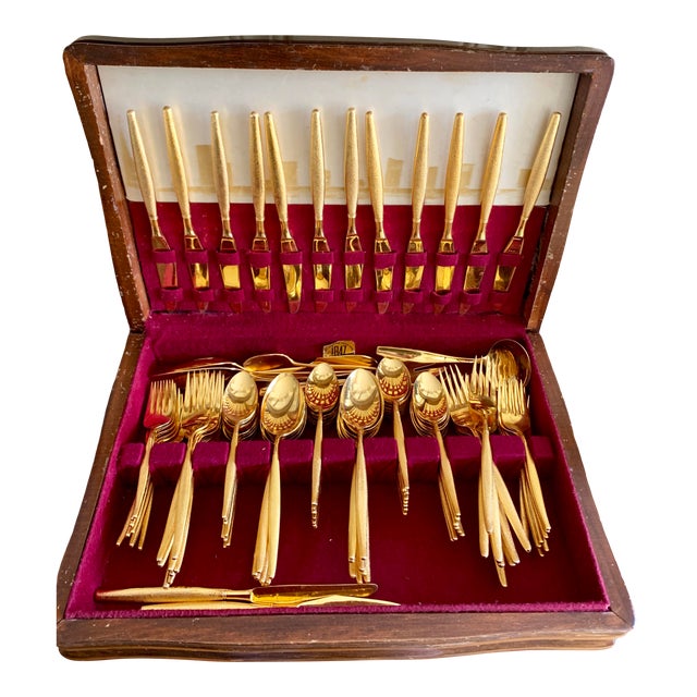 Midcentury Japan, Gold Stainless Flatware Set of 100 Chairish