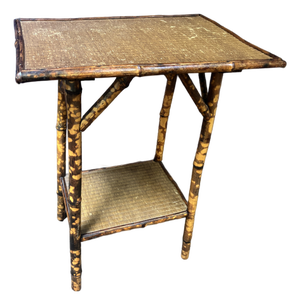 Burnt Bamboo Two-Tier Side Table, 19th Century