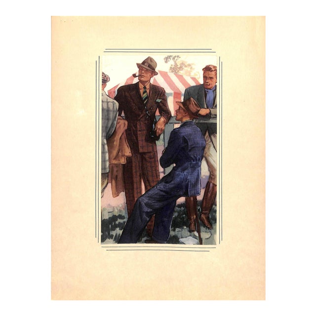 Vintage C1930s Menswear Illustration Art Reproduction For Sale