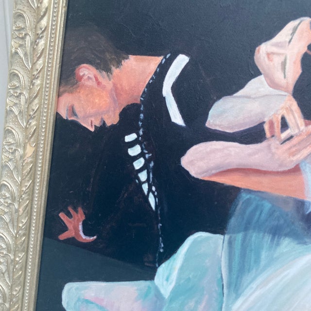Mid-Century Ballet Dancers Oil Painting by C. D. Walsh - Ornate Gold Frame For Sale - Image 4 of 12