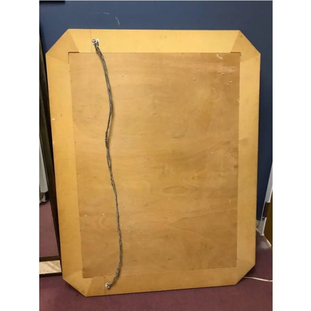 Bamboo Modern Mirror With Brass Inner Frame For Sale - Image 4 of 5