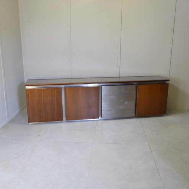 Brown Parioli Sideboard in Wood and Satin-Finished Steel by Giotto Stoppino for Acerbis, 1977 For Sale - Image 8 of 16