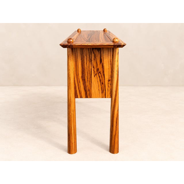 2000 - 2009 Console Table With Two Drawers, Zebrawood, Black For Sale - Image 5 of 12