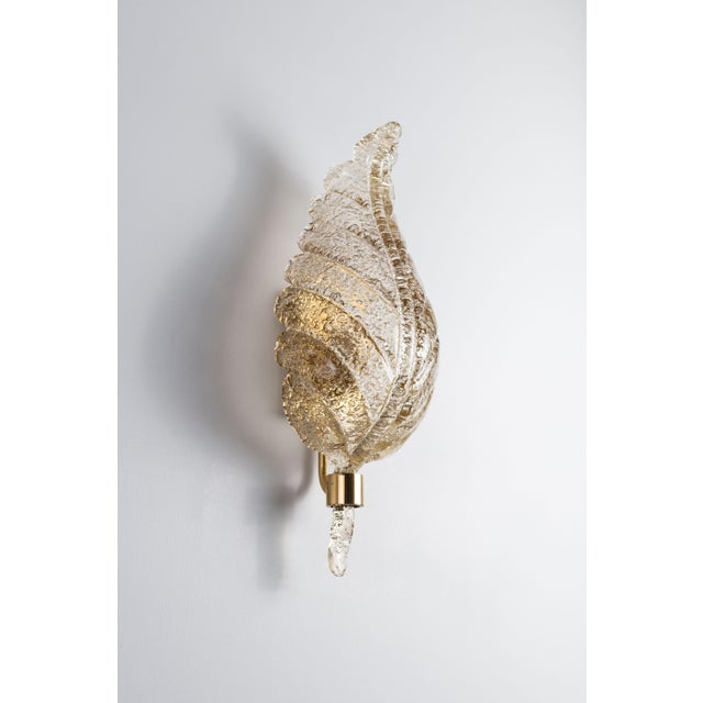 Frosted Glass Leaf Wall Lamp from Hillebrand Leuchten, Germany, 1970s For Sale - Image 4 of 11