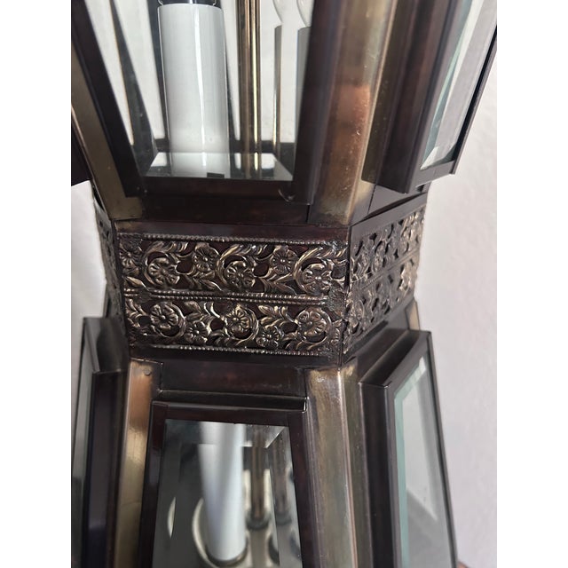 Mid-Century Modern 1970's Hollywood Regency Smoked Glass Lantern Table Lamps by American Lamp Co. - A Pair For Sale - Image 3 of 5