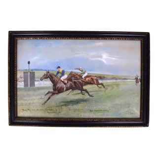 Pretty Polly Wins the Jockey Club Cup Newmarket 1905 "Her Twentieth Victory" W/ Bachelor's Button 2nd Watercolour by John Beer (British c.1860-1930) For Sale