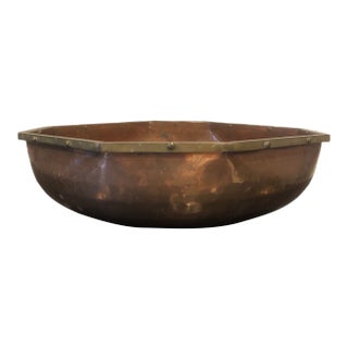 Vintage Hammered Copper and Brass Octogon Bowl For Sale