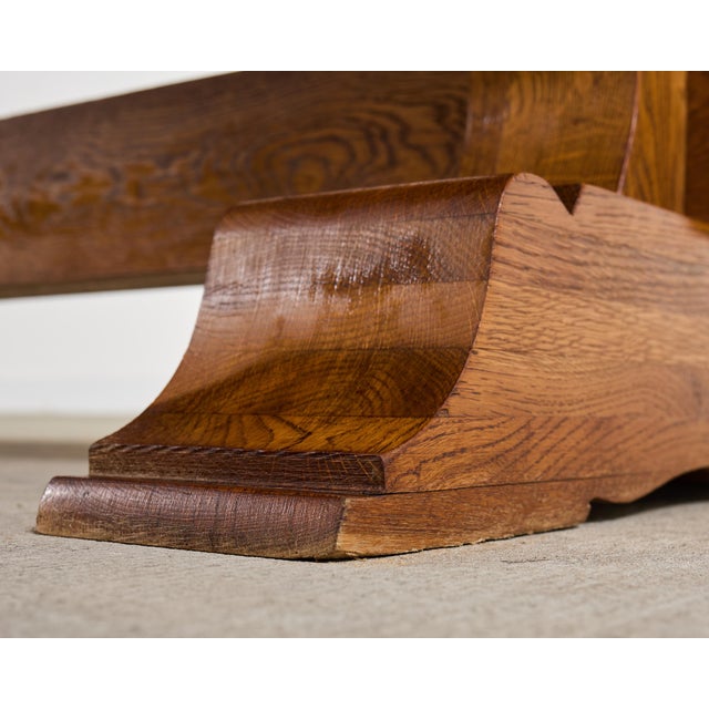 Country French Oak Farmhouse Trestle Dining Table 7.8 Ft For Sale - Image 9 of 18