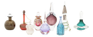 Collection of Nine Art Glass Perfume Bottles