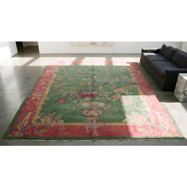 Textile 1920s Chinese Art Deco Carpet ( 8'10" x 11'6" - 270 x 350 ) For Sale - Image 7 of 8