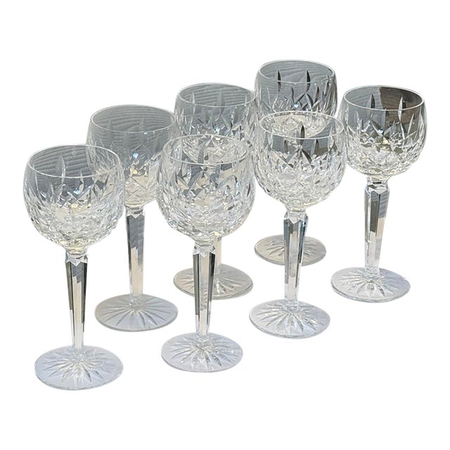 Waterford Lismore Crystal White Wine Glasses, Set of Seven For Sale