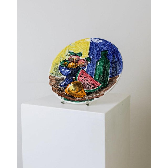 Vintage Ceramic Wall Plate with Hand-Painted Fruits, Italy, 1960s For Sale - Image 11 of 12