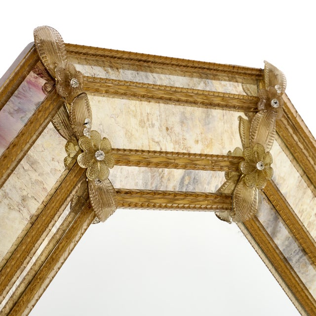 Glass Venetian Antique Mirror, Pareclose, Italian, Circa 1880 For Sale - Image 7 of 9