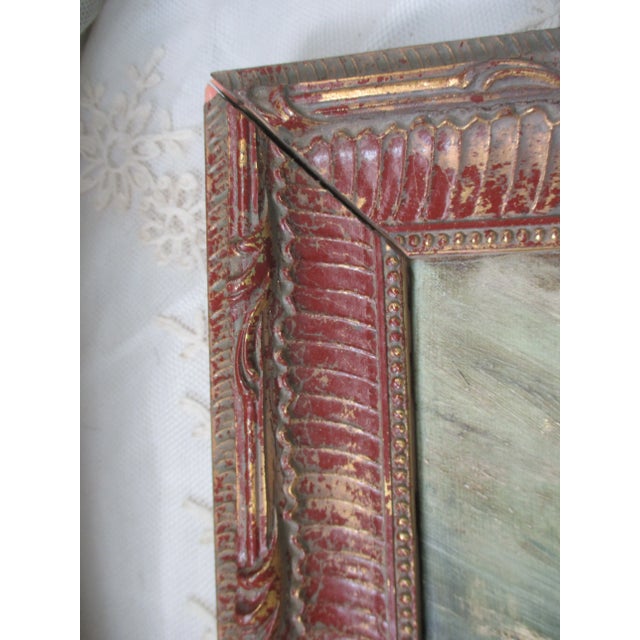 Vintage Painting on Canvas of St. Peter's Basilica in Gold & Red Frame For Sale - Image 9 of 18