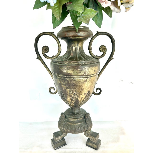 Mid 19th Century Antique Tole Metal Flower Arrangements, Pair For Sale - Image 5 of 7