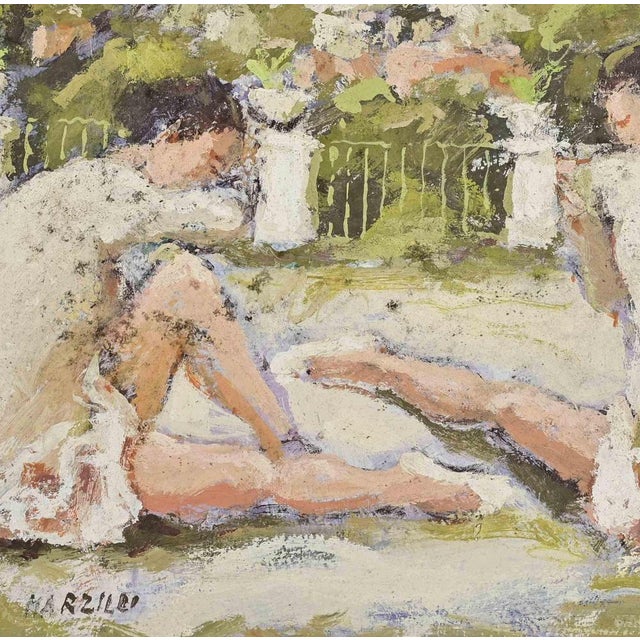 Modern Franco Marzilli, Ballerinas, Oil Painting, 1970s For Sale - Image 3 of 5