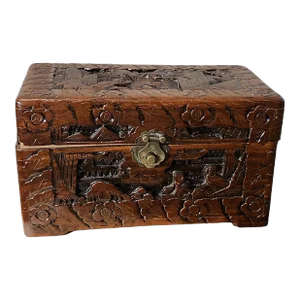 19th Century Chinese Camphor Wood Trinket Box