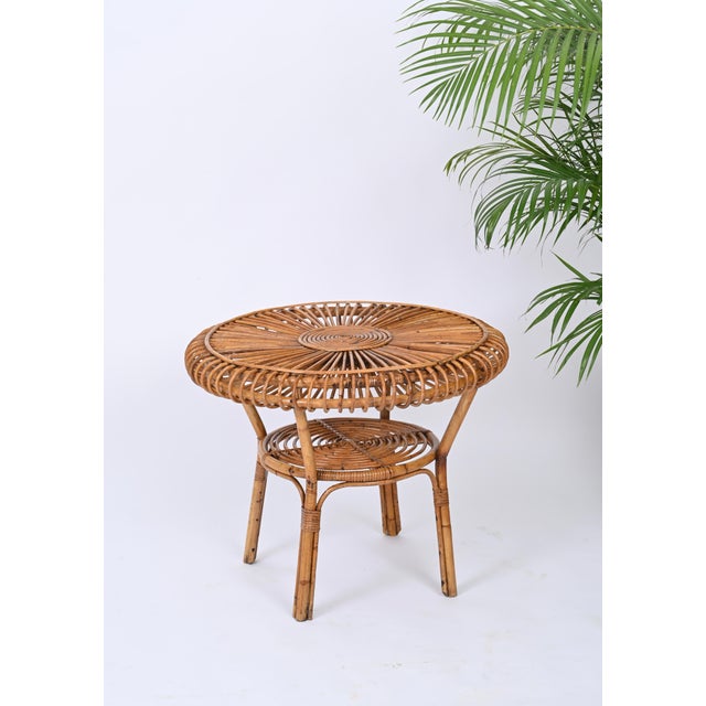 Mid-Century Italian Round Coffee Table in Rattan and Bamboo, Italy, 1960s For Sale - Image 11 of 16