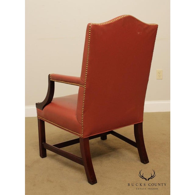 1990s 1990s Traditional Leather & Mahogany Tufted Armchair BucksEstateTraders 5 Out of 5 Stars For Sale - Image 5 of 10