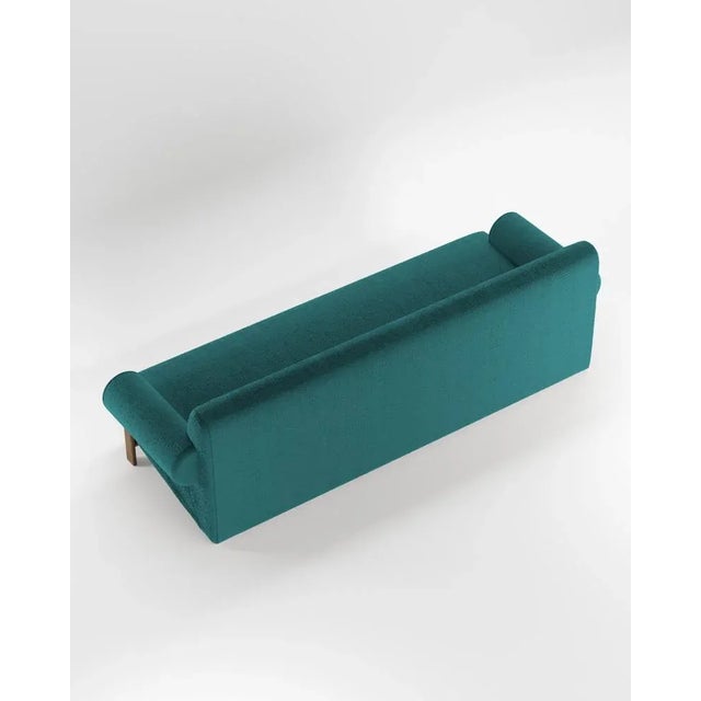 Paloma Sofa in Boucle Night Blue and Smoked Oak by Bernhardt & Vella for Collector For Sale - Image 4 of 5