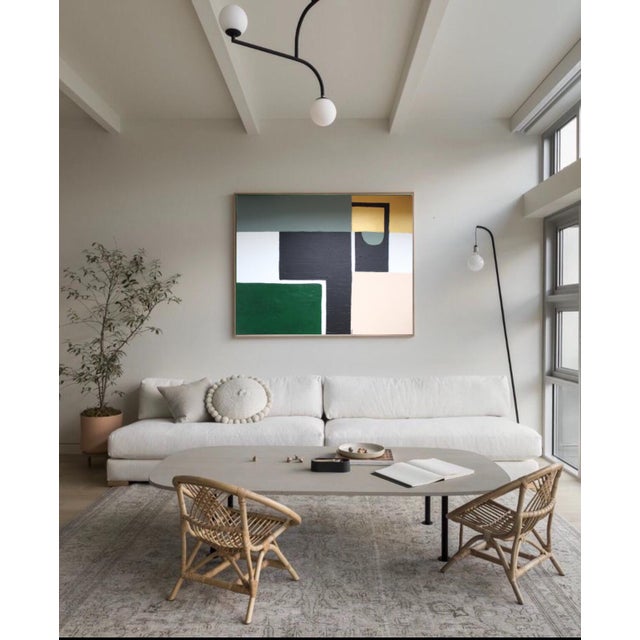 This minimalist abstract painting explores the harmony between organic forms and deep, natural tones. The contrast between...