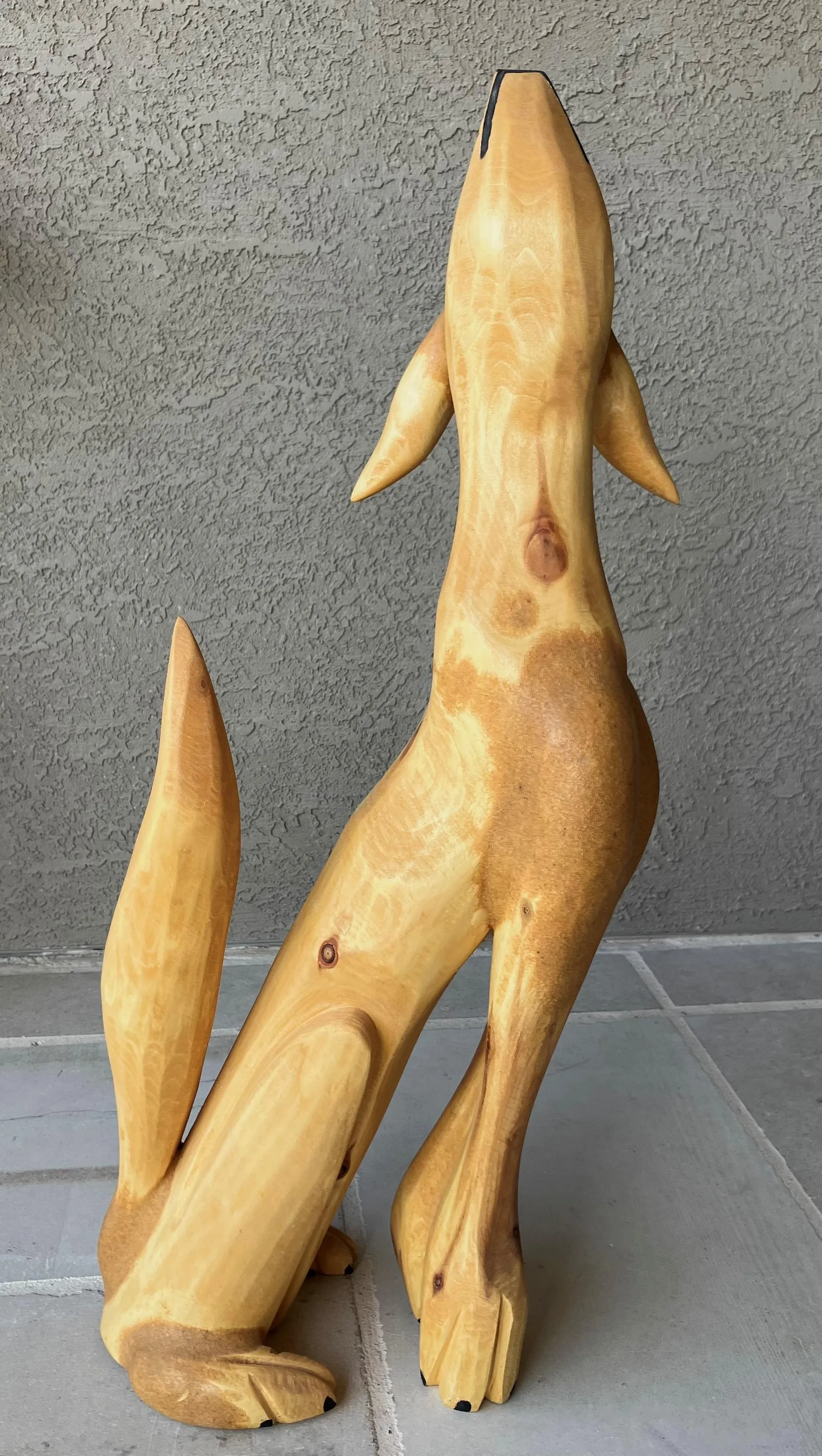 Circa 2000 Whimsical Hand Carved Folk Art Coyote by Santa Fe