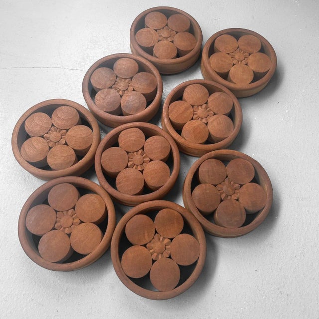 Japanese Wooden Plum Blossom Ornaments, 1920s, Set of 9 For Sale - Image 17 of 17