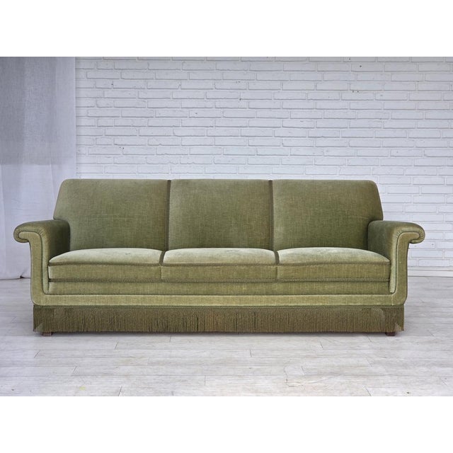 Danish 3-Seater Sofa in Green Velour and Beech, 1970s For Sale - Image 18 of 18
