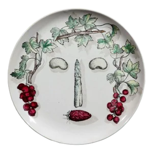 Piero Fornasetti Pottery Arcimboldesca Vegetable Face Plate, After Giuseppe Arcimboldo
