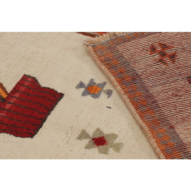 Beige Vintage Persian Gabbeh Rug, Minimalist Tree of Life in Beige & Red - Rug & Kilim For Sale - Image 8 of 10