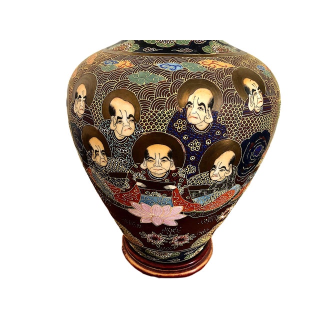 Early 20th Century A Pair of Antique Satsuma Vase Lamps For Sale - Image 5 of 9