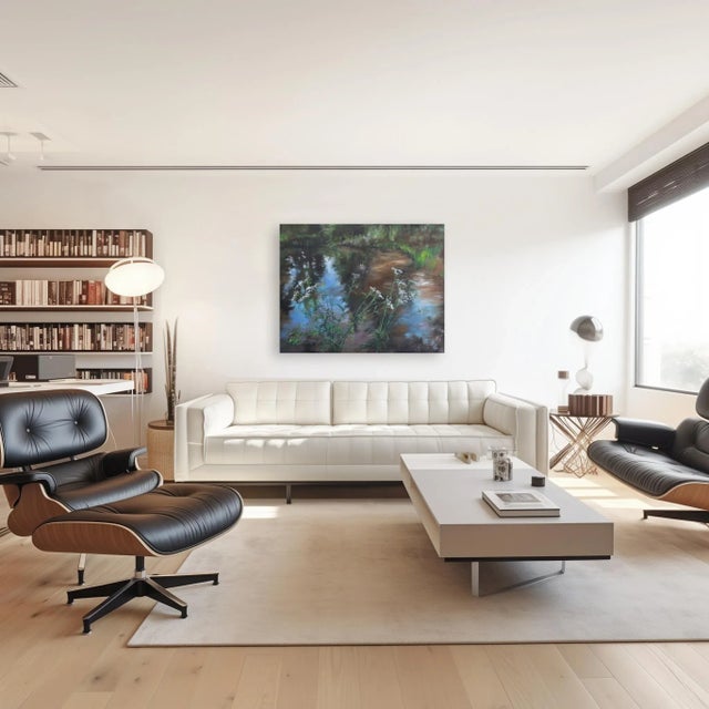 Lornes Pond With Yarrow - Nature Landscape Romantic Realism Original Artwork by Amber Young For Sale - Image 9 of 9