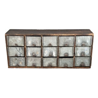 Handmade Folk Art 15-Drawer Storage Chest For Sale