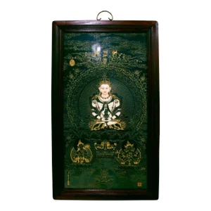 Early 20th Century Chinese Framed Porcelain Buddhist Temple Plaque