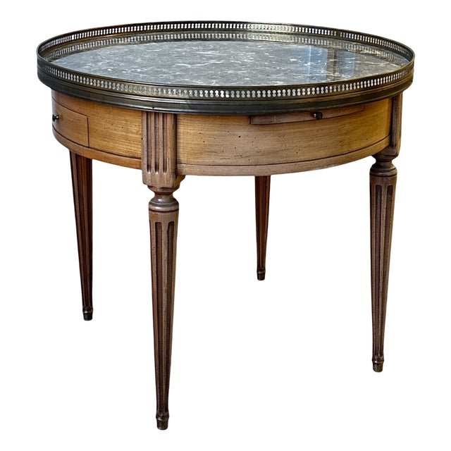 Antique Louis XVI Wooden Game Table with Brass and Marble Top, 1890s For Sale