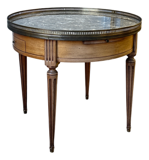 Antique Louis XVI Wooden Game Table with Brass and Marble Top, 1890s