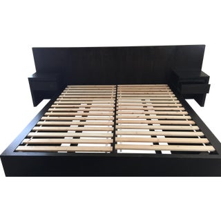 West Elm King Sized Storage Bed With Nightstands For Sale