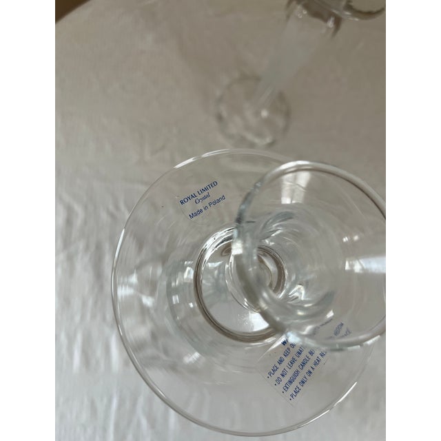 English Late 20th Century Royal Limited Polish Crystal Teardrop Candlestick Holders - A Pair For Sale - Image 3 of 6