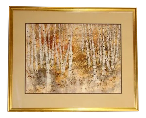 Gail Price Original Aspen Grove Fall Autumn Gouache Painting Framed, 1975