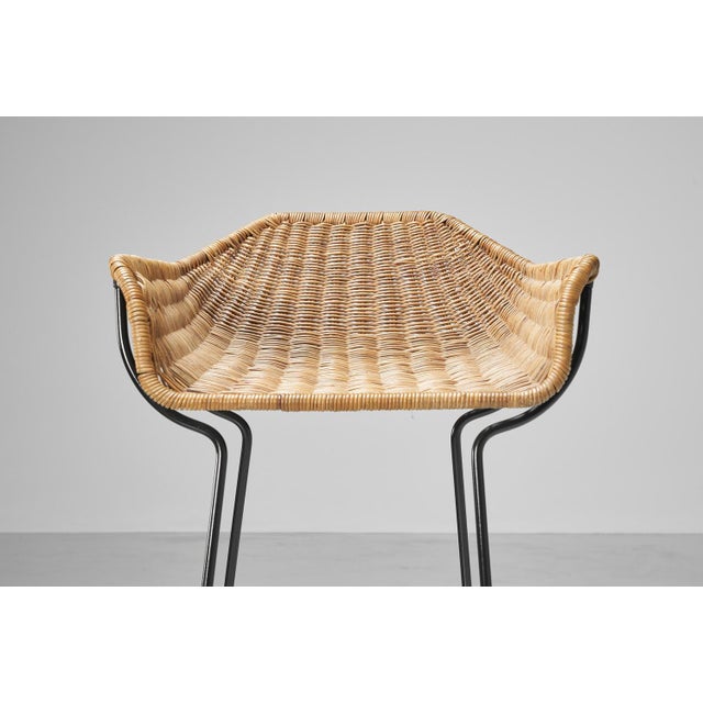 Set of Metal and Wicker Bucket Stools, 1950 For Sale - Image 4 of 13