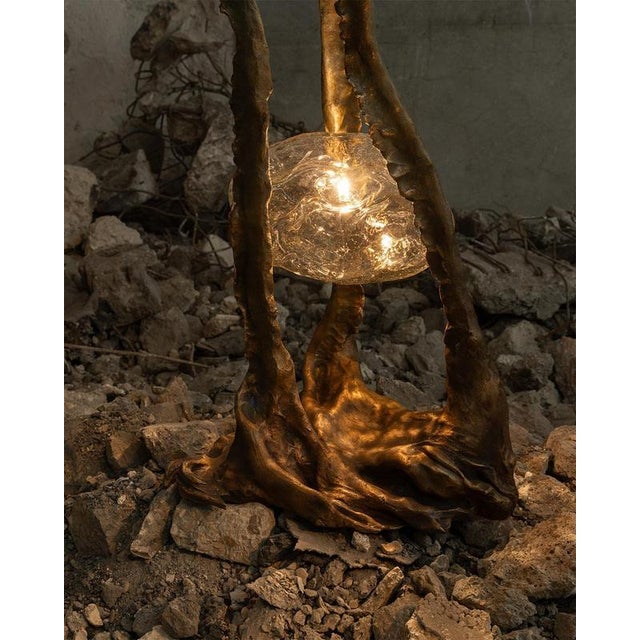Brown Posidoni Bronze and Handblown Glass Table Lamp by Emilie Lemardeley For Sale - Image 8 of 16