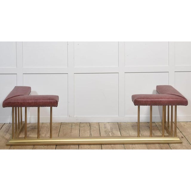 Metal Fireplace Fender with Upholstered Seats, 1920s For Sale - Image 9 of 9