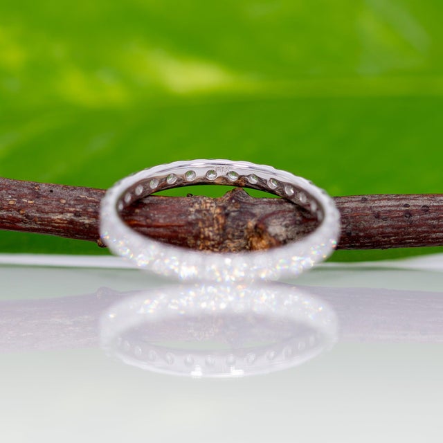 Full Eternity Lab Grown Diamond Ring, Stackable Wedding Band: Solid 14k Gold, Size 6.75 For Sale In Columbus - Image 6 of 6
