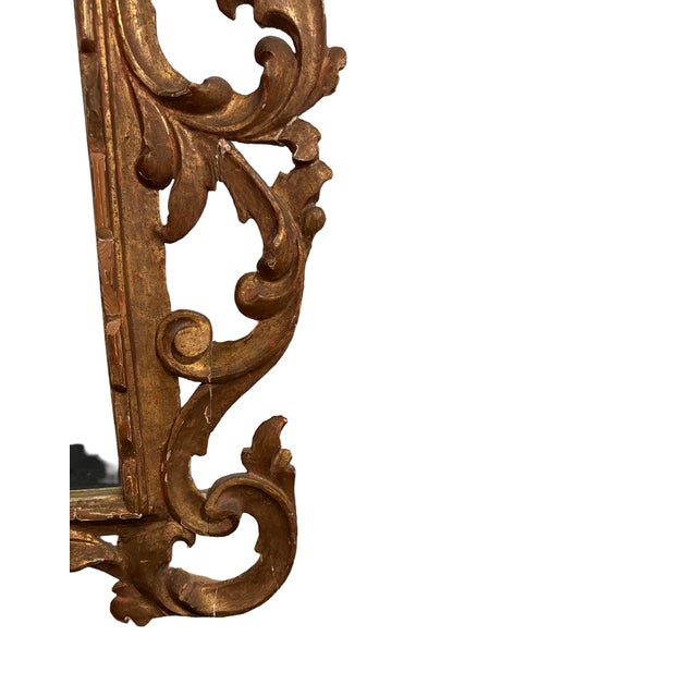 Antique Rococo-Style Carved Giltwood Wall Mirror With Acanthus Scrollwork For Sale - Image 4 of 16
